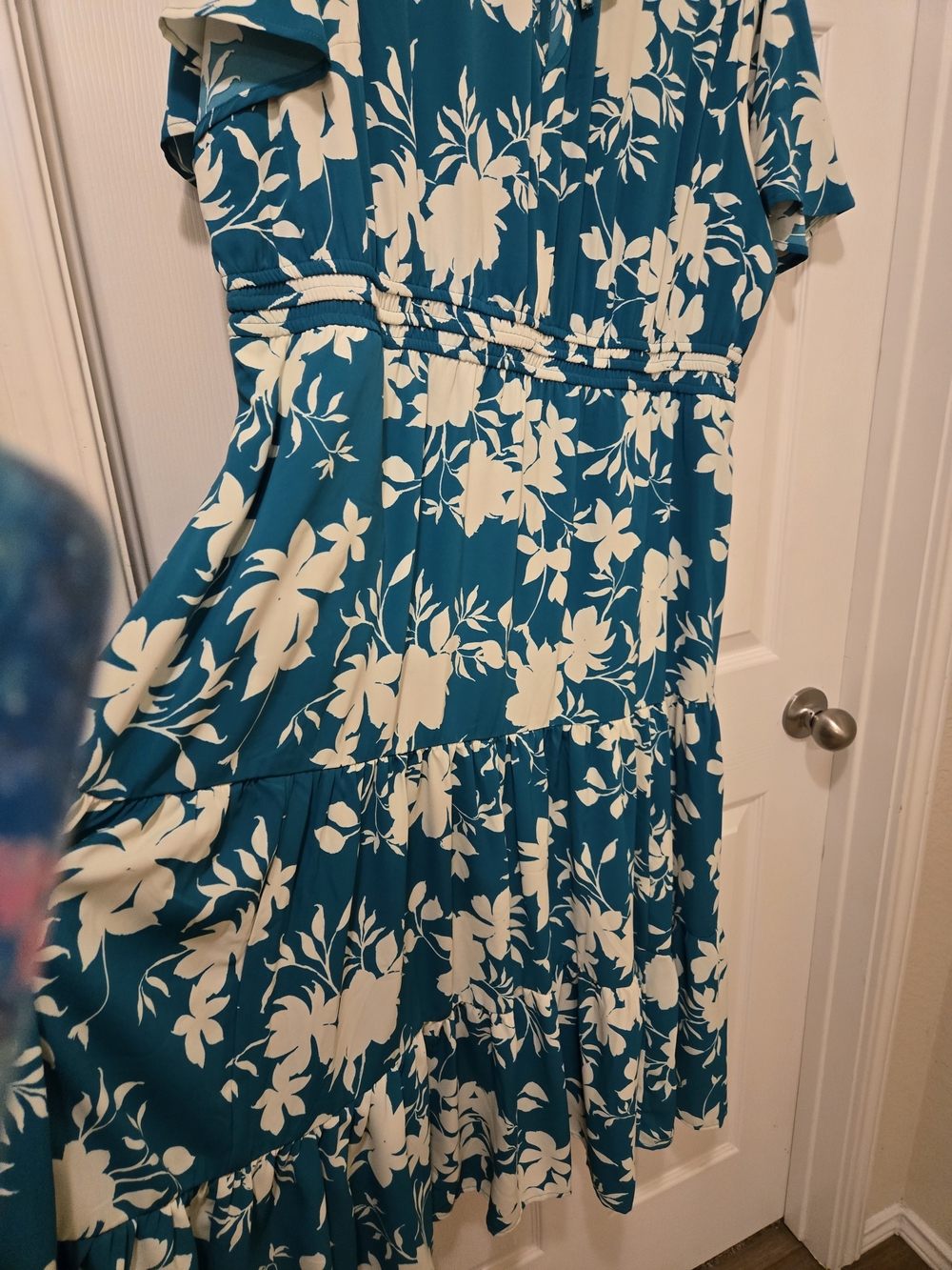torrid Teal Floral Maxi Dress with Cream Blooms - Picture 7 of 15